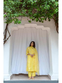 AYAKA - Paco Yellow Striper Kurta (Set of 2)