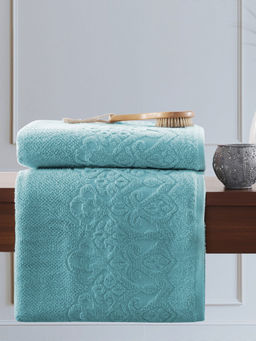 Maspar - Colorart Windsor 550 GSM Cotton Self Jacquard Fiji Blue Bath Towel