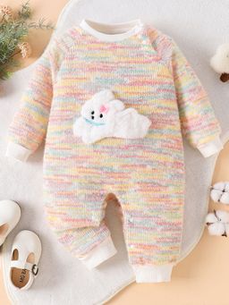 Hopscotch - Girls Multi Coloured Puppy Applique Full-Sleeve Bodysuit