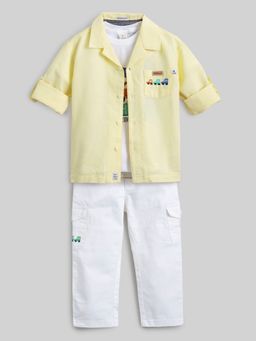 Hopscotch - 3-Piece Vehicle Print T-shirt, Shirt and Pants