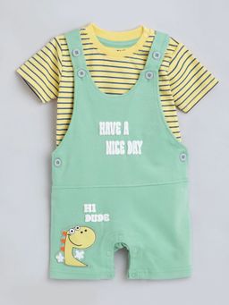 Hopscotch - 2-Piece Dino Applique T-shirt and Dungaree