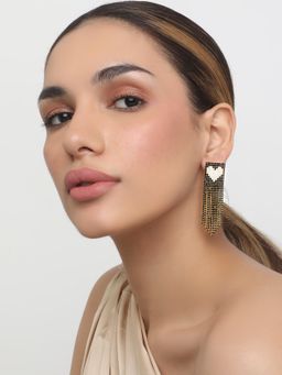 Khushi Jewels - Black and White Diamond Heart Shape Earrings