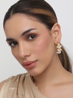 Khushi Jewels - Gold Plated Pearls Hoops Earrings