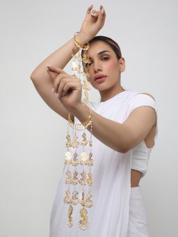 Khushi Jewels - Gold Plated White Long Pearls Beaded Bangle Finish Bridal Kaleeras