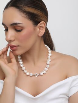 Khushi Jewels - Silver Plating Pearls Necklace