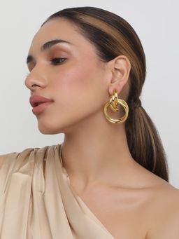 Khushi Jewels - Gold Plated Round Shape Drop Earrings