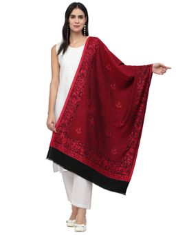 Anekaant - Lush Red & Black Botanical Woven Design Modal Stole