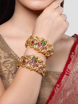 Karatcart - Gold Plated Set Of 2 Elephant Design Bangle For Women