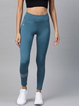 Alcis - Women Teal Blue Printed Detail Cropped Tights