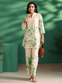 Libas - Off White Floral Printed Co-Ord Set
