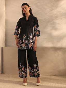 Libas - Black Floral Printed Co-Ord Set