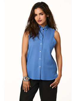 TERRA LUNA - Ella Ocean Blue Solid Shirt