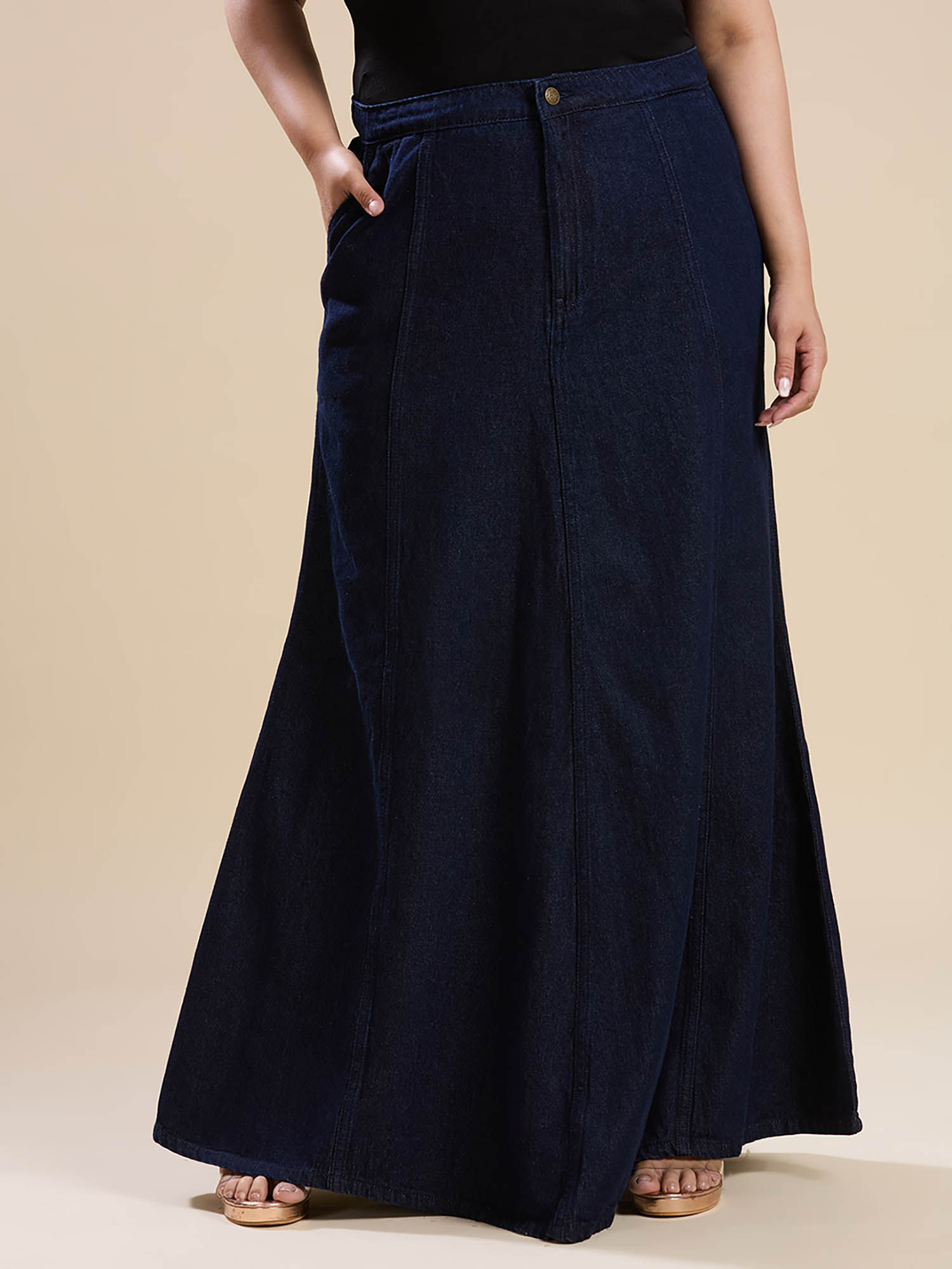 turning blue Women Blue Long Hipster Fit Skirt-picture-17