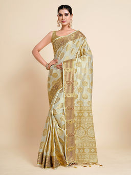 Mimosa - Women'S Kanjivaram Art Silk Saree With Unstiched Blouse