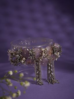 House of D'oro - Lilac Stone Metallic Contemporary Bracelet Designed on Metal Base