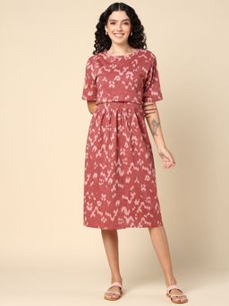 Zelena - Half Sleeve Brown Zipless Feeding Dress