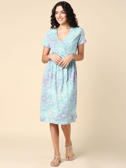Zelena - Short Sleeve Multicolor Zipless Feeding Dress