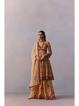 KALISTA - Kushnaz Multicolour Floral Embellished Kurta with Sharara and Dupatta (Set of 3)