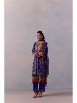 KALISTA - Sahiba Midnight Blue Printed Tassels Kurta with Pant and Dupatta (Set of 3)