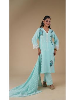 LAHARIO - Women's Aqua Kurta with Pant & Dupatta