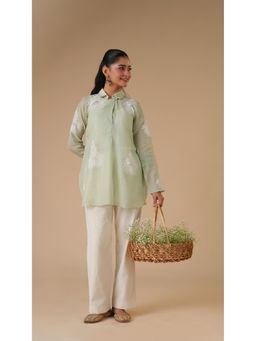 LAHARIO - Women's Green Tunic with Slip & Pant