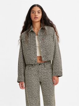 Levi's - Womens Floral Print Grey Collar Neck Jacket