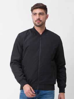 Spykar - Jet Black Polyester Full Sleeve Casual Jacket for Men