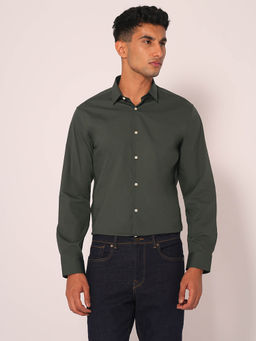 Selected - Men Green Solid Formal Shirt