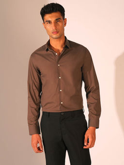 Selected - Men Brown Solid Formal Shirt