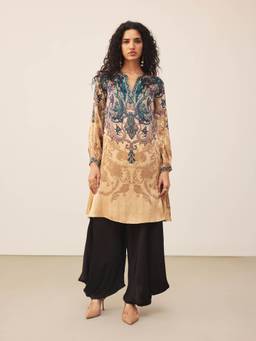 Ritu Kumar - Beige Floral Full Sleeves Kurta