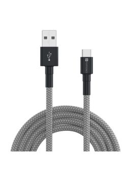 Portronics - Konnect B Type C Cable with 3.0A Output, Nylon Braided, Fast Data Sync, 1M Length (Grey)