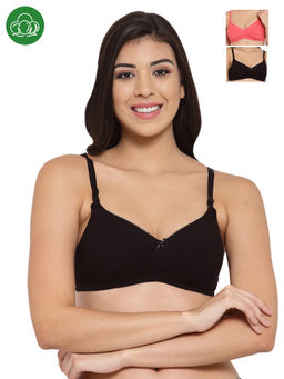Inner Sense - Organic Cotton Antimicrobal Padded T-Shirt Bra -Pack Of 3 -Multi-Color