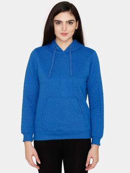 Zivame - Quilted - Cushioned Love Knit Cotton Sweatshirt - Wedgewood - Blue