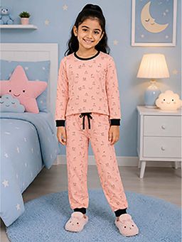 KiddoPanti - Boys And Girls Cotton Full Sleeves Printed T-Shirt With Pyjama