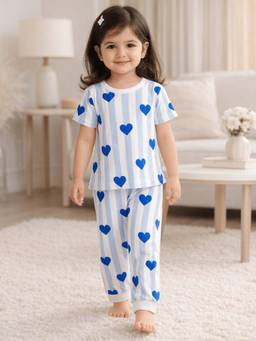 Blumbuds - Girls Heart Print Stripe T-Shirt With Pant