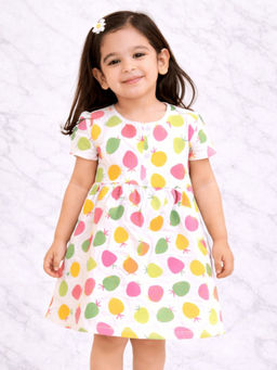 Blumbuds - Girls Strawberry Print Fit And Flare Dress
