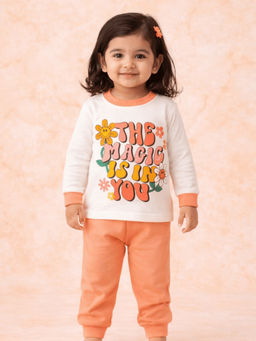 Blumbuds - Girls Typography Print T-Shirt With Pyjama