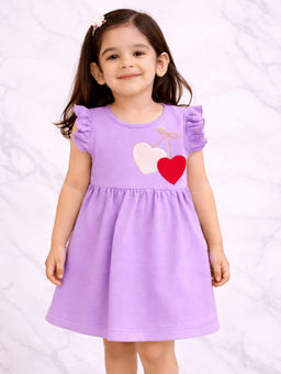Blumbuds - Girls Lavender Heart Applique Dress