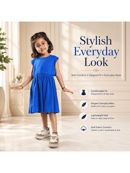 Blumbuds - Girls Solid Blue Sleeveless Dress