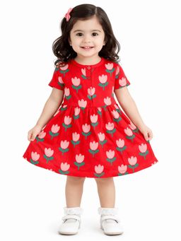 Blumbuds - Girls Tulip Print Fit And Flare Dress