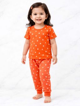 Blumbuds - Girls Orange Polka Dot T-Shirt With Pyjama