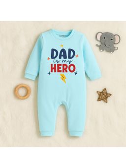 KNITROOT - Father's Day Theme Dad Is My Hero Romper - Blue