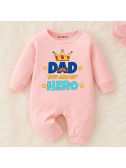 KNITROOT - Father's Day Theme Dad You Are My Hero Romper - Pink