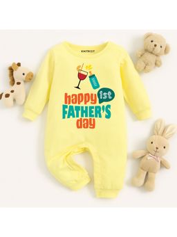 KNITROOT - Father's Day Theme Happiest Father's Day Romper - Yellow