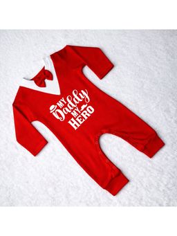 KNITROOT - Father's Day My Daddy My Hero Romper With Bow - Multi-Color