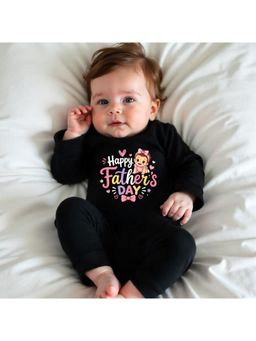 KNITROOT - Father's Day Theme Happy Father's Day Romper - Black