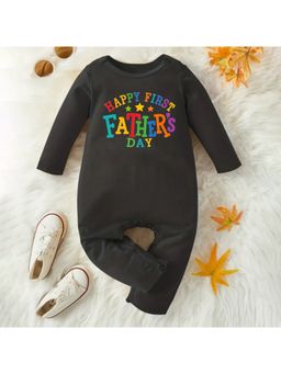 KNITROOT - Father's Day Theme Happy First Father's Day Romper - Black