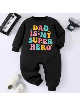 KNITROOT - Father's Day Theme Dad Is My Super Hero Romper - Black