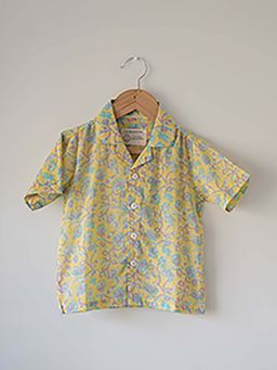 Love the world today - Boogie Lemon Yellow Butterfly Blockprint Shirt