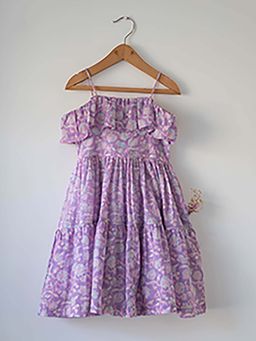 Love the world today - Fool's Paradise Dress In Lavender Butterfly Blockprint